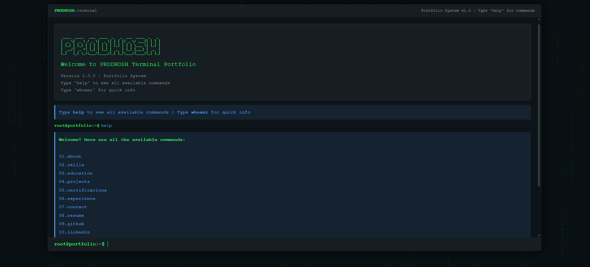 ProdShell - Terminal Portfolio